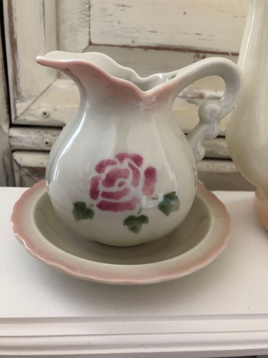 マニーローズ 2段ポットとクリーマーセット 茶こし付き マニー イマン